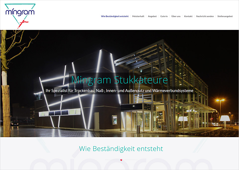 Homepage-Erstellung für Mingram Stukkateurbetriebsgesellschaft mbH, 70839 Gerlingen (bei Stuttgart)